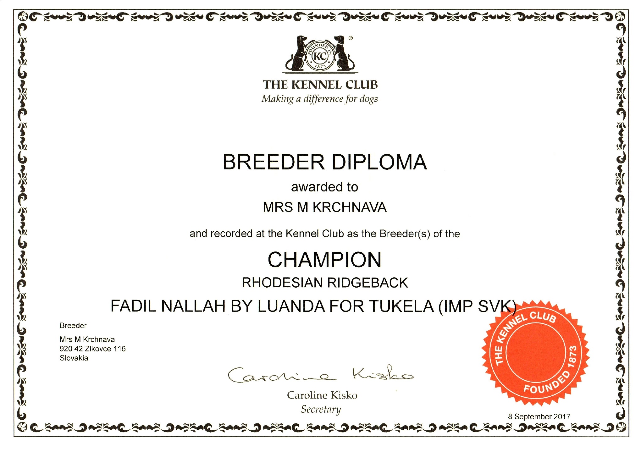 Breeder diploma